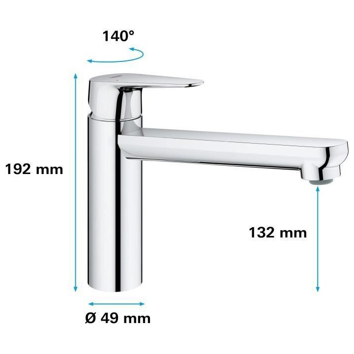 GROHE Robinet évier de cuisine Start curve, mousseur économique d'ea