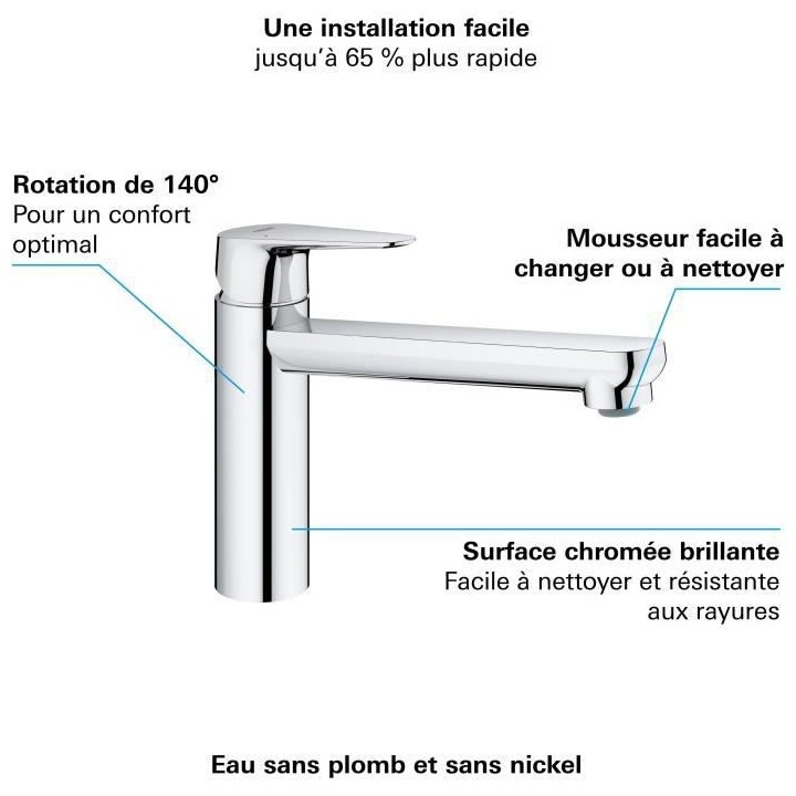 GROHE Robinet évier de cuisine Start curve, mousseur économique d'ea