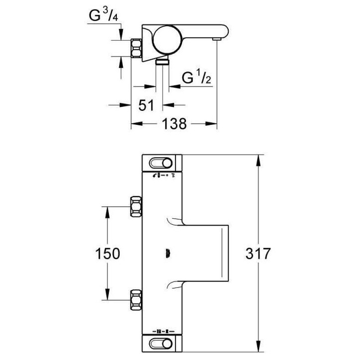 GROHE Mitigeur thermostatique Bain/Douche ½ Grohtherm 2000 34484001 -