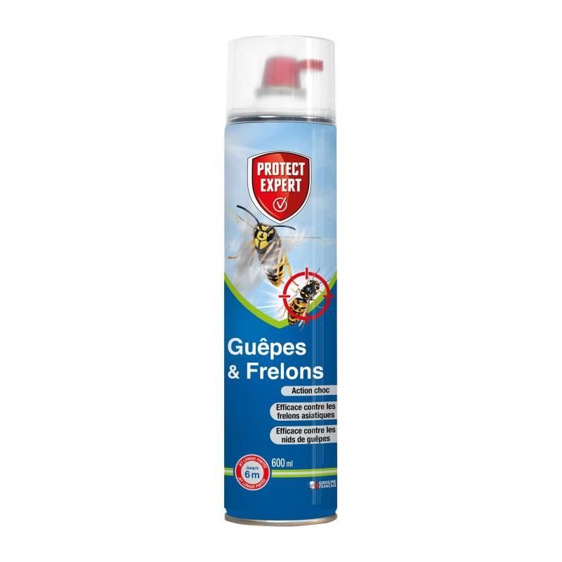 PROTECT EXPERT GUEP600 Aerosol Guepes & Frelons 600 ML : Mousse Et Jet Longue Portee Traitement A Distance