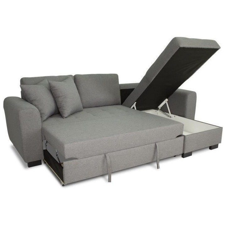 Canapé d'angle convertible réversible 4 places - Tissu gris clair -