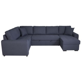 Canapé d'angle panoramique convertible réversible - Tissu Bleu - L 3