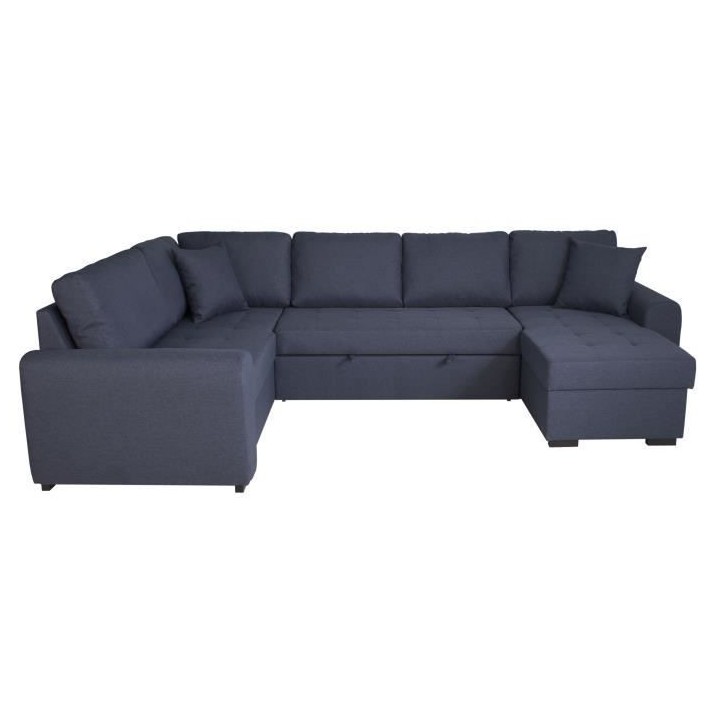Canapé d'angle panoramique convertible réversible - Tissu Bleu - L 3