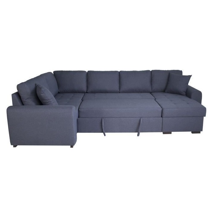 Canapé d'angle panoramique convertible réversible - Tissu Bleu - L 3