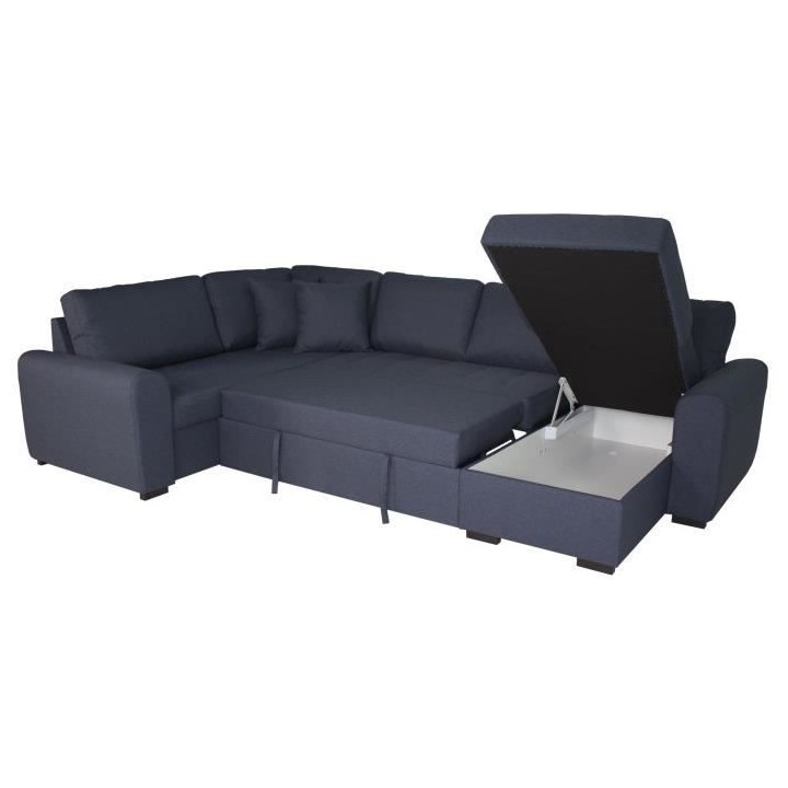 Canapé d'angle panoramique convertible réversible - Tissu Bleu - L 3