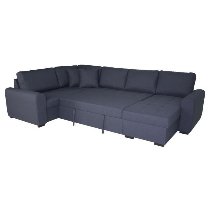 Canapé d'angle panoramique convertible réversible - Tissu Bleu - L 3