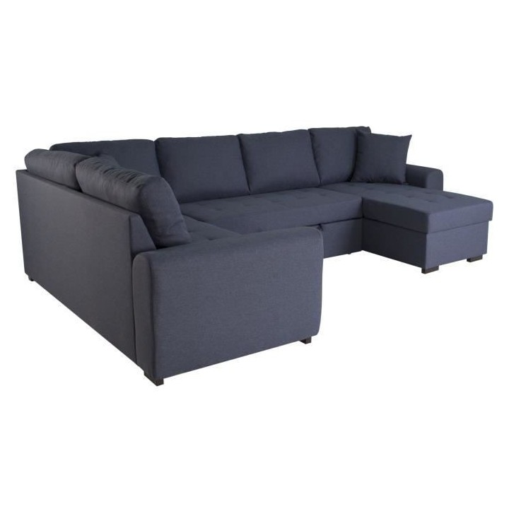 Canapé d'angle panoramique convertible réversible - Tissu Bleu - L 3