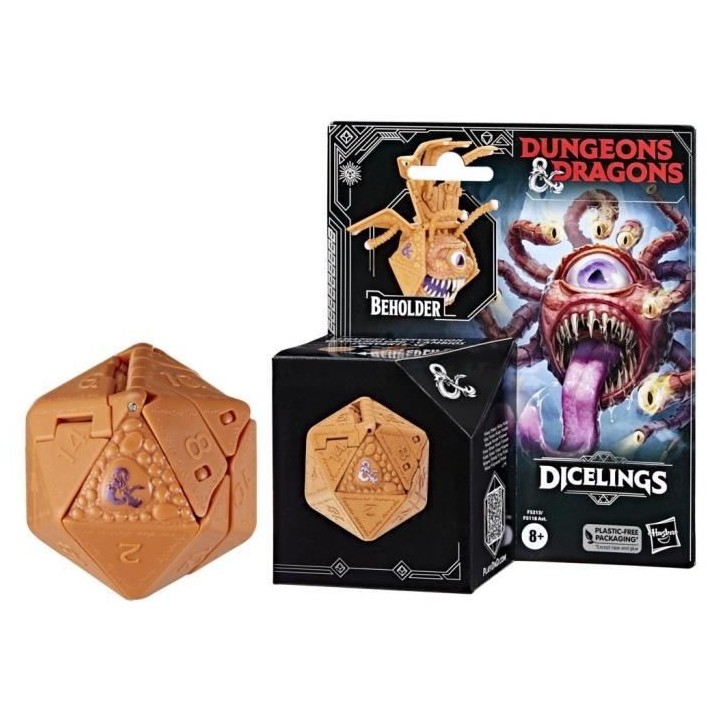 Figurine de collection tyrannoeil orange convertible en d20 géant, mo