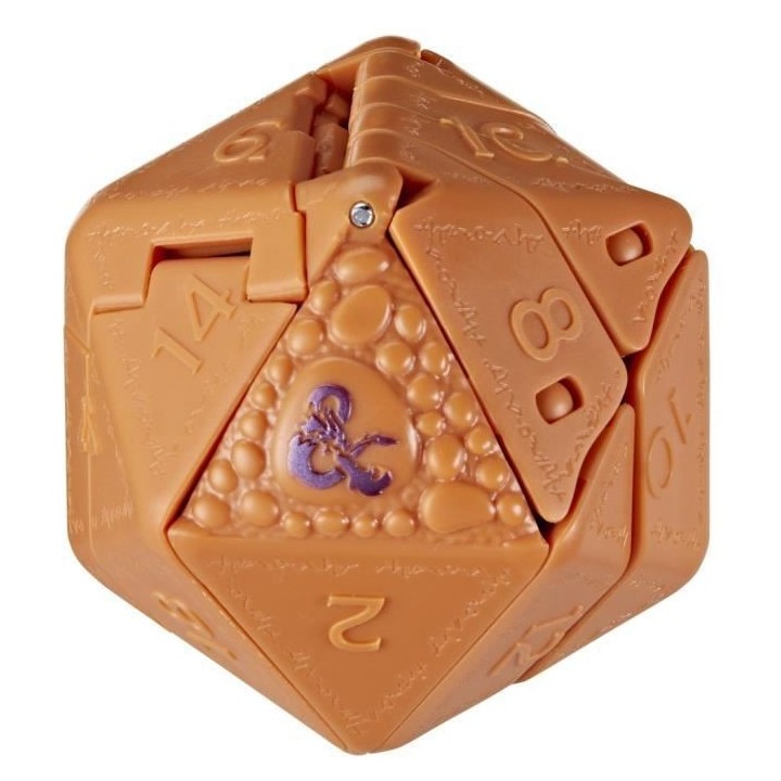 Figurine de collection tyrannoeil orange convertible en d20 géant, mo