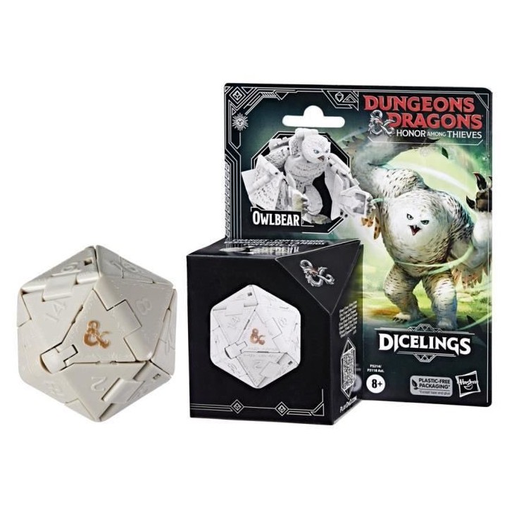 Figurine de collection ours-hibou blanc convertible en d20 géant, mon