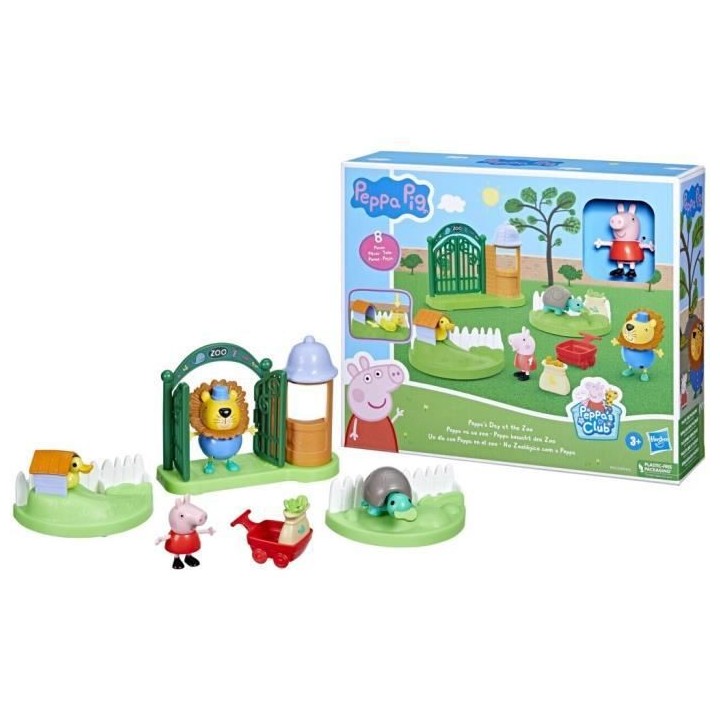 Peppa Pig, coffret Peppa va au zoo, 2 figurines de 7,5 cm et 6 acces