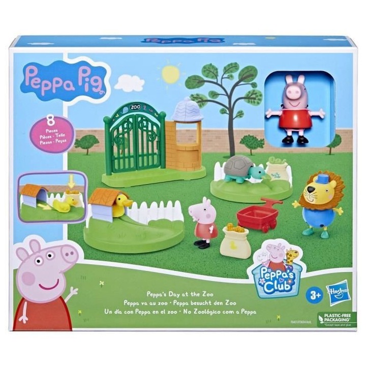 Peppa Pig, coffret Peppa va au zoo, 2 figurines de 7,5 cm et 6 acces