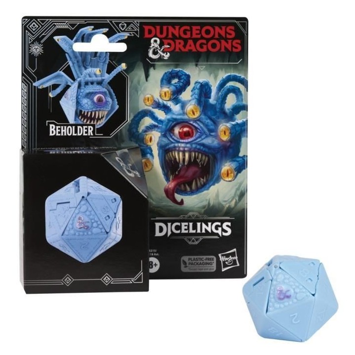 Figurine de collection tyrannoeil bleu convertible en d20 géant, mons