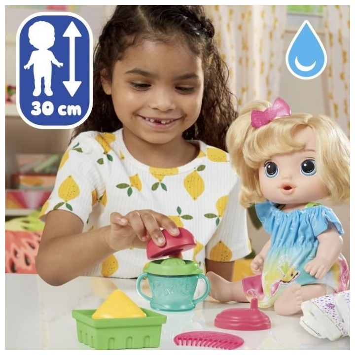 Baby Alive, coffret poupée Boissons fruitées, pomme, presse-agrumes