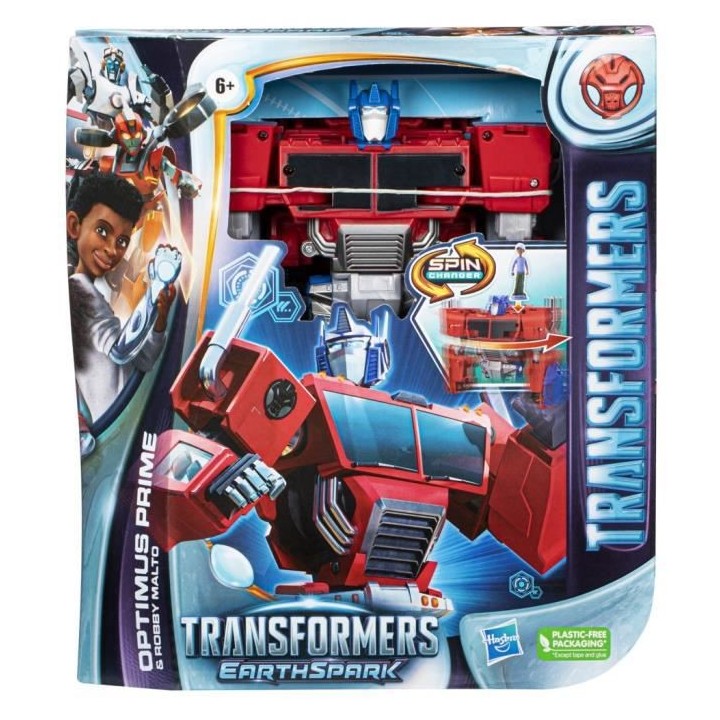 Transformers EarthSpark, figurine Spin Changer Optimus Prime de 20 cm