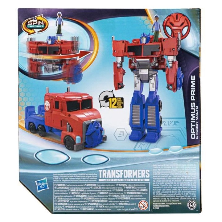 Transformers EarthSpark, figurine Spin Changer Optimus Prime de 20 cm