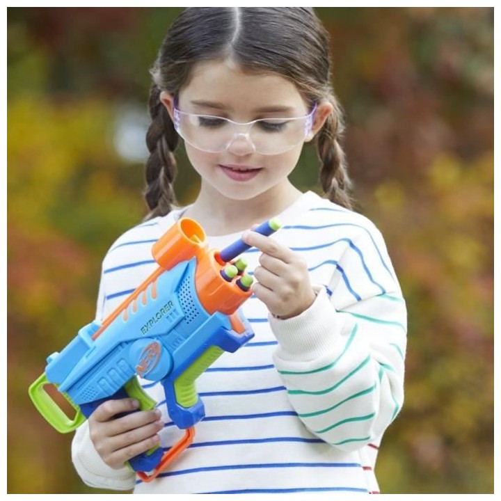 Nerf Elite Junior, blaster Explorer Easy-Play, facile a tenir, charger