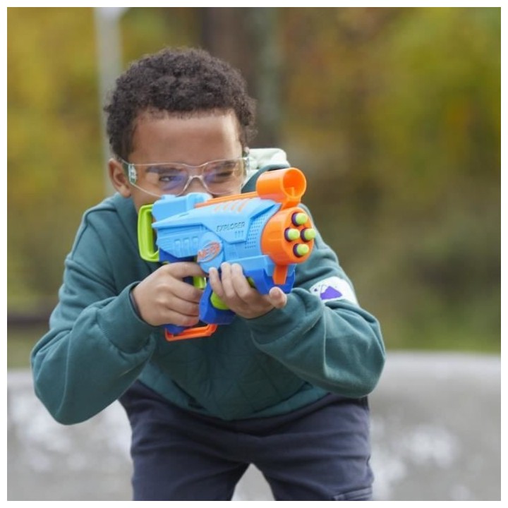 Nerf Elite Junior, blaster Explorer Easy-Play, facile a tenir, charger