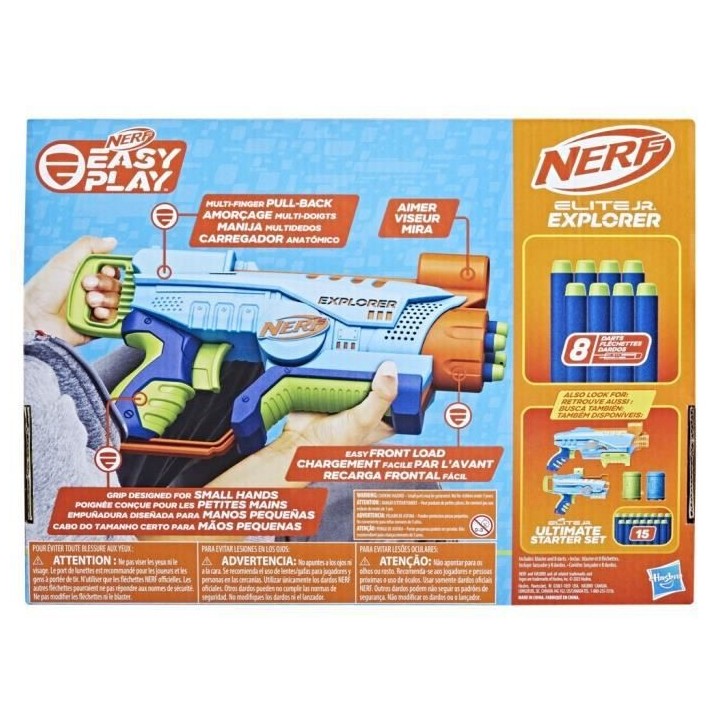 Nerf Elite Junior, blaster Explorer Easy-Play, facile a tenir, charger