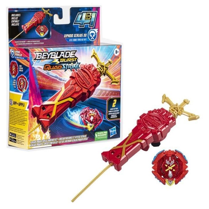 Beyblade Burst QuadStrike, pack Lanceur puissance et vitesse Xcalius,