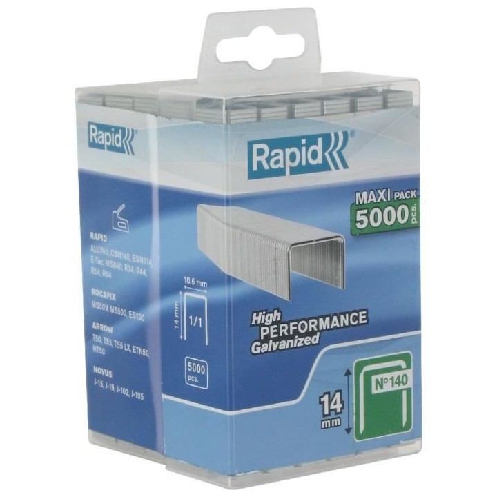 Agrafes en fil plat n° 140 14 mm boîte de 5000 - RAPID - 40303092