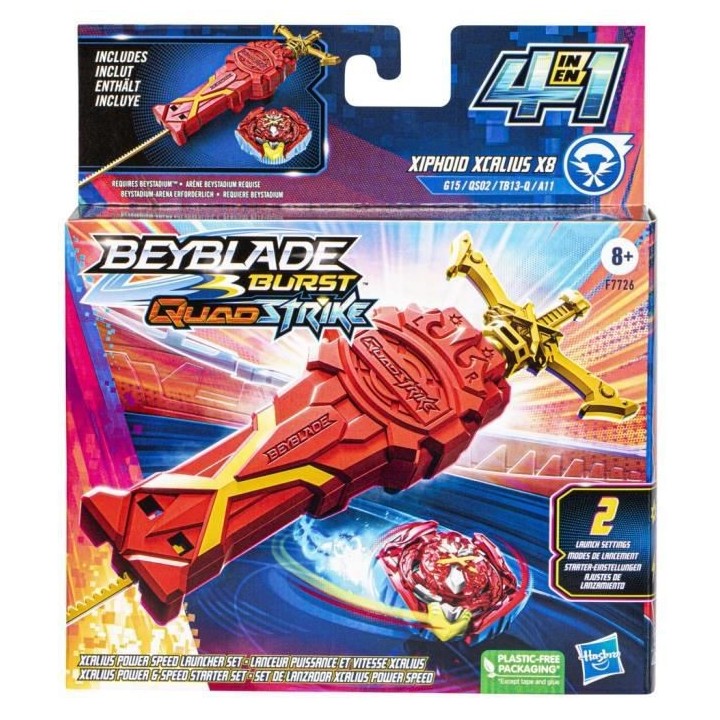 Beyblade Burst QuadStrike, pack Lanceur puissance et vitesse Xcalius,
