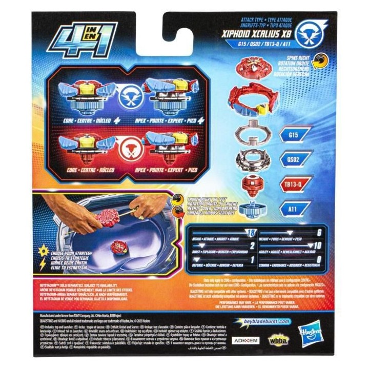Beyblade Burst QuadStrike, pack Lanceur puissance et vitesse Xcalius,