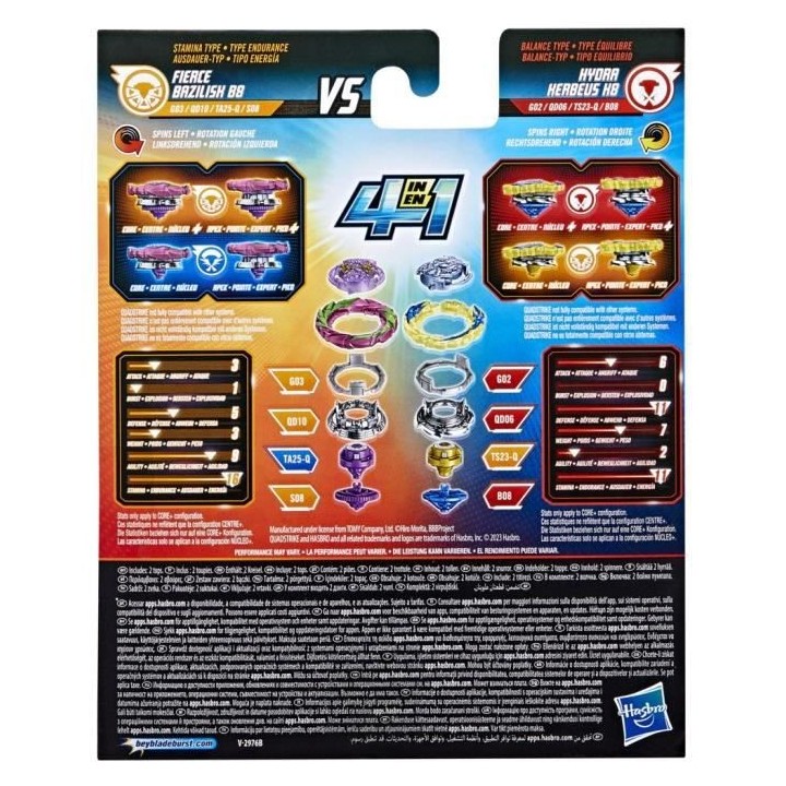 Beyblade Burst QuadStrike Dual Pack Fierce Bazilisk et Hydra Kerbeus