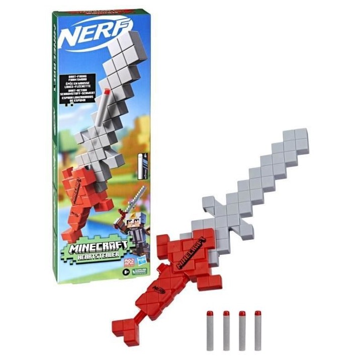 NERF Minecraft Sox Foil - Epée lance-fléchettes, inclut 4 fléchette
