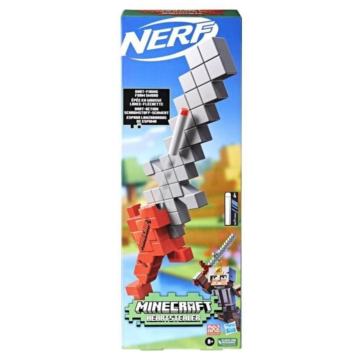 NERF Minecraft Sox Foil - Epée lance-fléchettes, inclut 4 fléchette