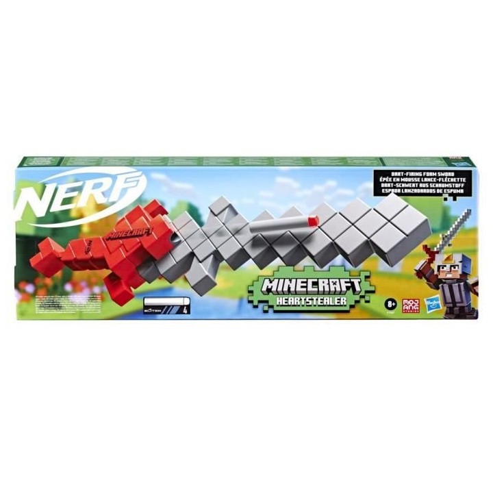 NERF Minecraft Sox Foil - Epée lance-fléchettes, inclut 4 fléchette