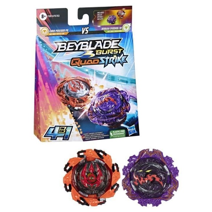 Beyblade Burst QuadStrike Dual Pack Ambush Nyddhog et Chain Poseidon