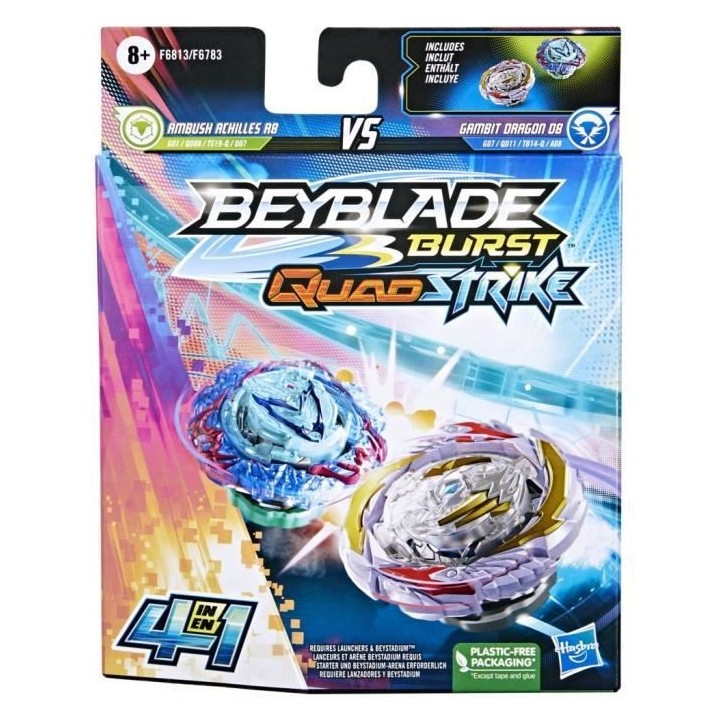 Beyblade Burst QuadStrike Dual Pack Gambit Dragon et Ambush Achilles