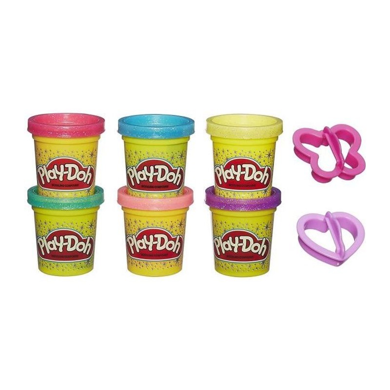 PLAY-DOH - Pâte a Paillettes - 6 Pots de 56 g de pâte PLAY-DOH - atoxique