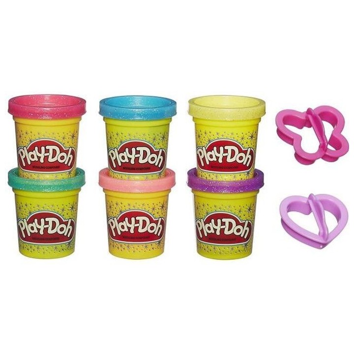 PLAY-DOH - Pâte a Paillettes - 6 Pots de 56 g de pâte PLAY-DOH - a
