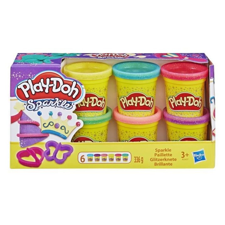 PLAY-DOH - Pâte a Paillettes - 6 Pots de 56 g de pâte PLAY-DOH - a
