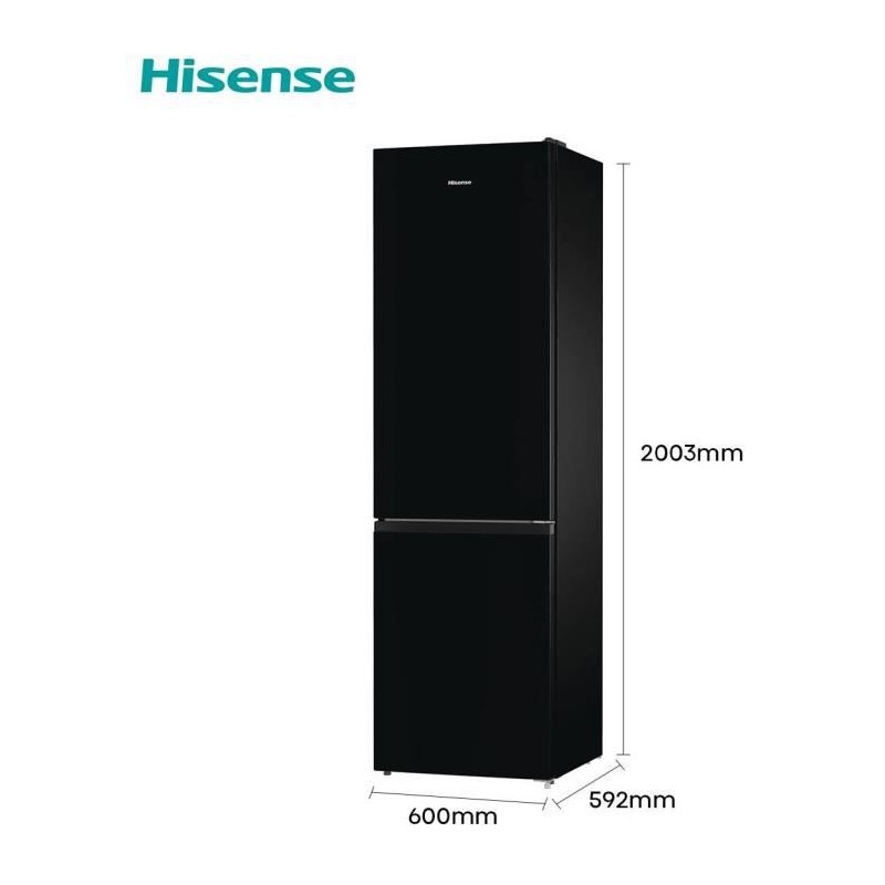 Réfrigérateur Combiné HISENSE RB434N4ABF - 331 L – L59,5cm x H200,3 cm- Noir – Made in EU