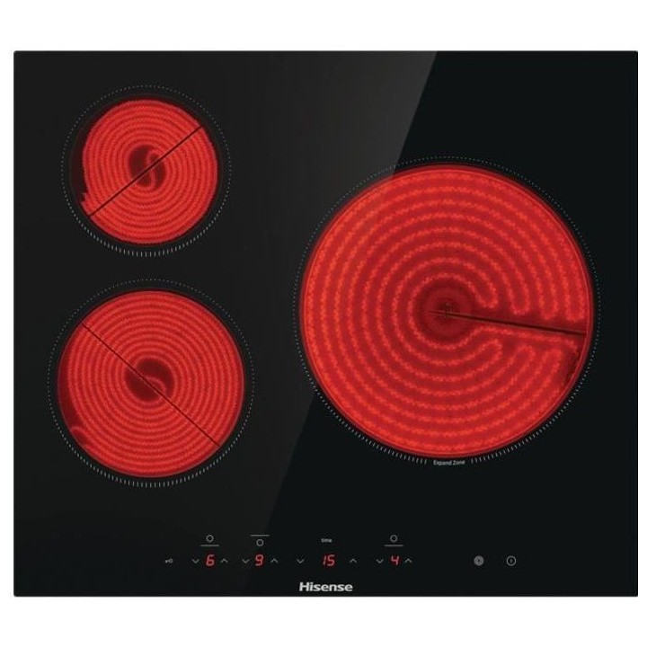 Table de cuisson vitrocéramique HISENSE - 3 foyers dont une zone de c