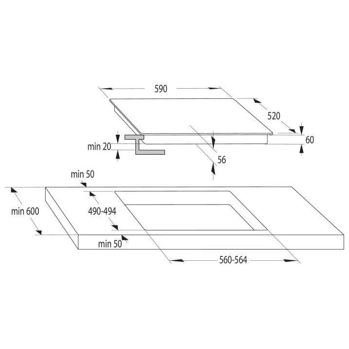 Table de cuisson vitrocéramique HISENSE - 3 foyers dont une zone de c