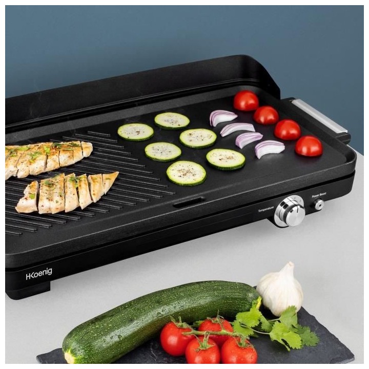 HKoeNIG GRX330 - Plancha double zones - 50x25cm - 1800W - Revetement a