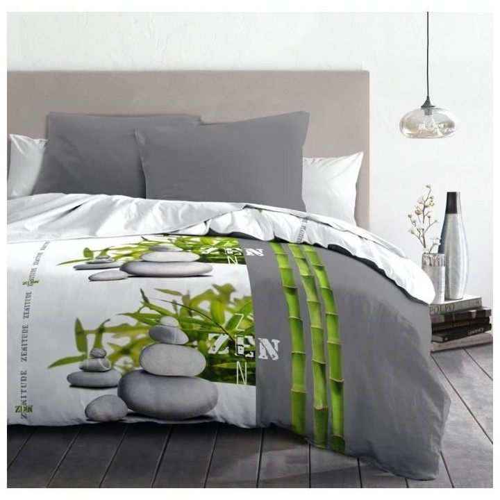 ZENITUDE Parure de couette Microfibre - Gris - 220x240 cm