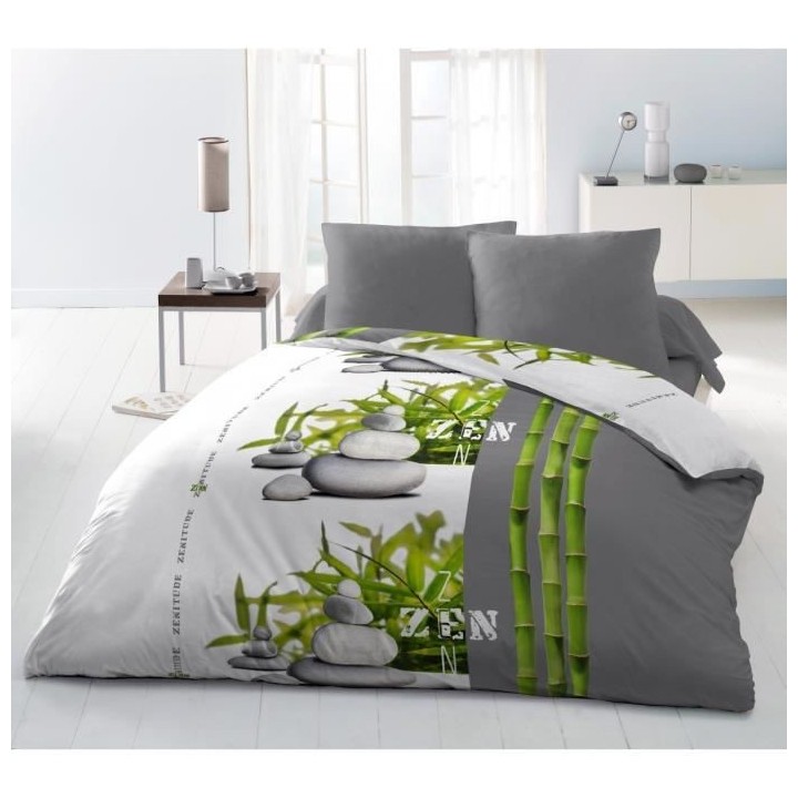 ZENITUDE Parure de couette Microfibre - Gris - 220x240 cm