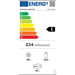 HOTPOINT HAC18T532 - Réfrigérateur congélateur Encastrable bas 250L (182+68) - TOTAL NO FROST - L58 x H 184