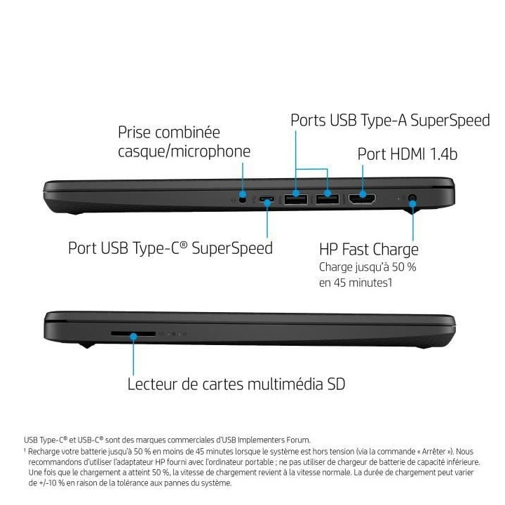 PC Portable HP 14s-dq0075nf - 14 HD - Celeron N4120 quad - RAM 4Go - 1