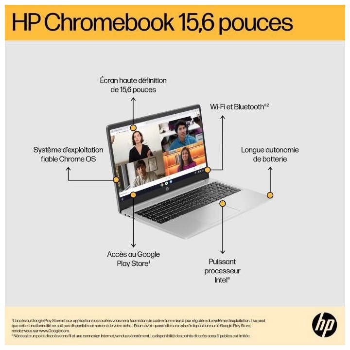 PC Portable HP Chromebook 15a-na0012nf - 15,6 FHD - Celeron N4500 - RA