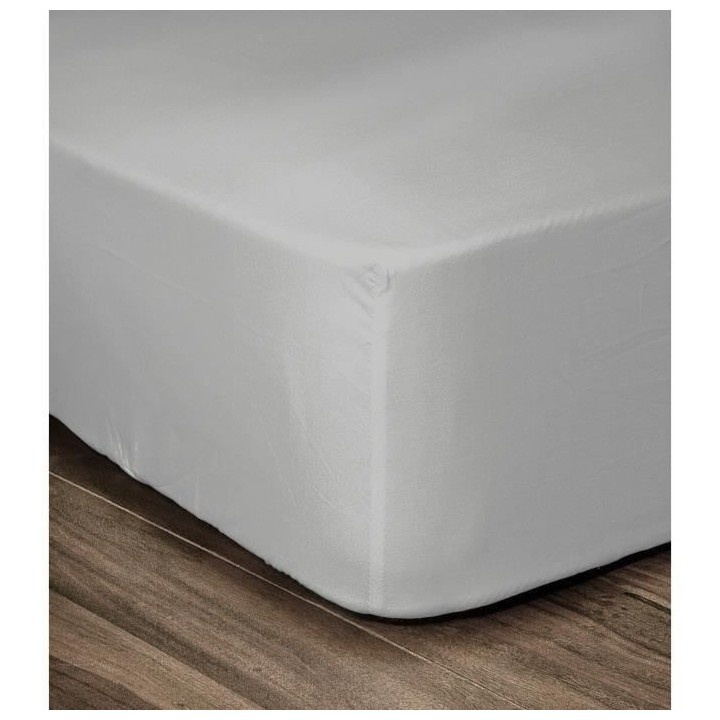 LOVELY HOME Drap Housse 100% coton 90x190x30 cm gris clair