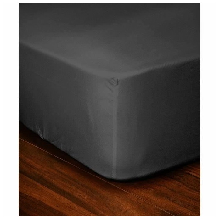 LOVELY HOME Drap Housse 100% coton 90x190x30 cm gris foncé