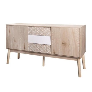 SOFIA Buffet 2 portes 3 tiroirs - Bois avec motif - L 150 x P 40 x H 8