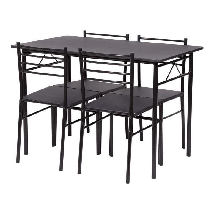 Set table a manger avec 4 chaises - Noir - RIVIERA