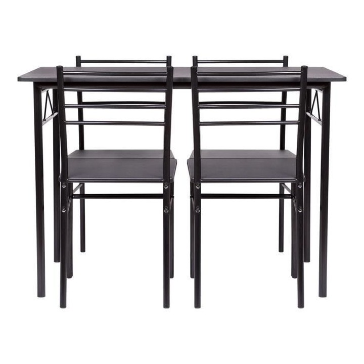 Set table a manger avec 4 chaises - Noir - RIVIERA